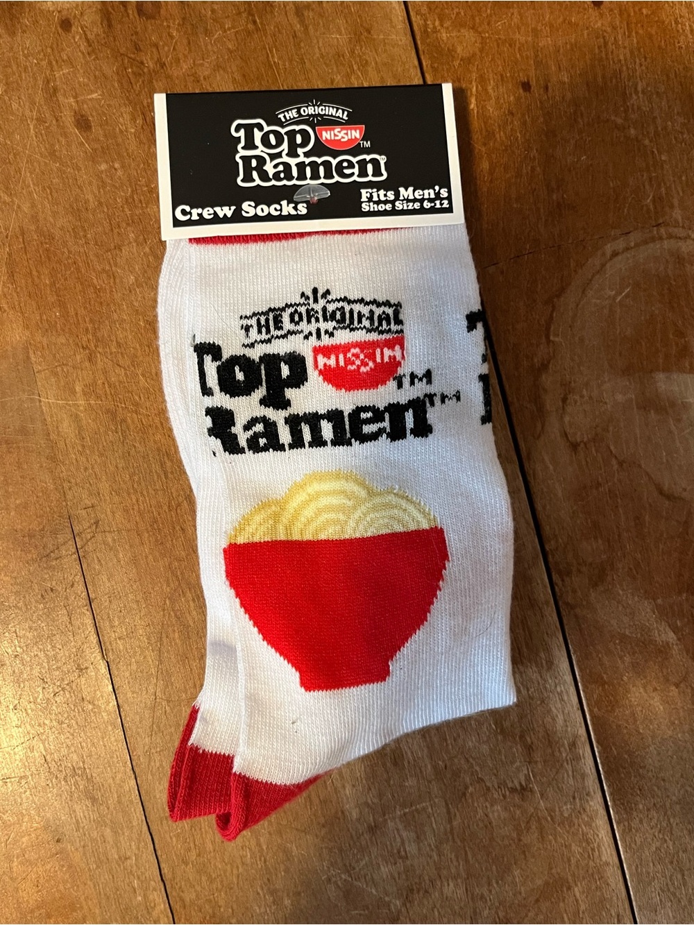 Men's Crew Socks - White with Red Bowl Graphic